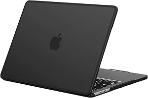 BlueSwan Coque Compatible avec MacBook Pro 13 Pouces 2022-2017, M1 M2 A2338 A2251 A2289 A2159 A1989 A1708 A1706, Cadre en TPU Anti-Rupture, Étui Rigide Protection - (Bord Noir) Noir Mat