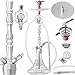 Produktbild DILAW® Vatos Shisha Set Hookah 93cm Aluminium Alu + LED Licht | Wasserpfeife Komplettset Molassefänger Silikonschlauch Alumundstück Tabakkopf Kaminaufsatz 18/8 Kopfschliff Edelstahl Tauchrohr Silber