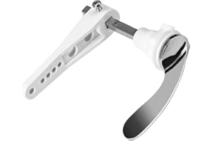 MEDILOE Toilet Flush Handle, SY7008 Alloy Toilet Handle, Adjustable Chrome Plated Handle Victorian Style Toilet Flush Handle Replacement for Toilet WC Cistern Tank (White)