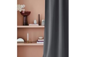 ROOM99 Rideau avec Passe Tringle Laurel 180 x 250 cm Largeur x Hauteur, Décoration de Fenêtre, Rideau occultant Thermique Isolant Anti Froid et Chaleur pour Salon Gris Foncé, 1 pièce