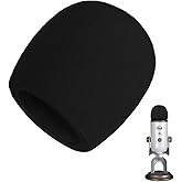 AOBETAK Mousse Micro Anti Bruit,Bonnette Filtre Micro Anti Vent Pop pour Microphone à Condensateur Blue Yeti,Yeti Pro,Noir