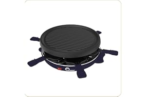 LITTLE BALANCE 8747 Cheese & Fun, Raclette Grill, 2 en 1, Jusqu'à 6 personnes, Sans PFAS, 800 W, Bleu nuit