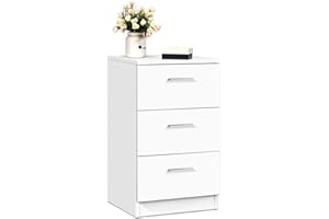 COSTWAY Comodino a 3 Cassetti 66 x 38 x 35 cm, Tavolino Moderno in Legno con Cassetti, Cassettiera per Camera da Letto, Ufficio e Salotto (Bianco)