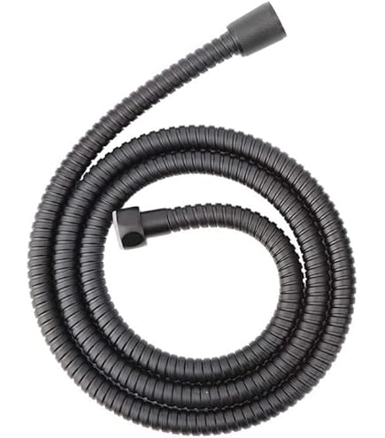 Tubo Doccia Flessibile Nero 2m Acciaio Inox - Antitorsione, PVC Interno, Connessione Universale