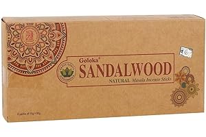 Goloka Sandalwood Organic Masala, Palos de Incienso, 6 Cajas de 15 Gramos