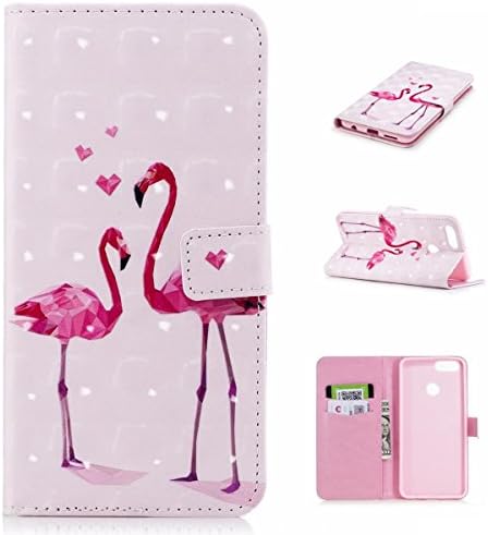 Huawei Honor 7X Wallet Case, Huawei Honor 7X PU Leather Case, OnlyCase Full Body Flamingo Pattern Design Flip Leather Magnetic Closure Wallet Card Slots Stand Case Cover For Huawei Honor 7X