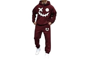 Mfhmom Trainingsanzug Set Herren Damen Horror Tracksuit 2 Teilig Y2k Hoodie und Sporthose Baggy Jogginganzug 2024 Hip Hop Streetwear Sport Freizeitanzug Atmungsaktiv Hausanzug Geschenk Papa Freund