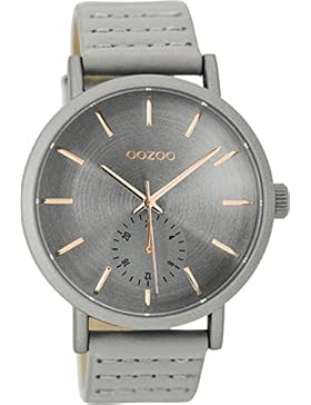 Oozoo Damenuhr mit Lederband 42 MM Silbergrau/Grau C9185