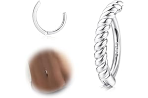 ORAZIO 14G Clicker Belly Button Rings for Women 925 Sterling Silver Belly Barbell Piercing Silver/Gold Reverse Curved Navel Barbell Body Jewelry 10MM/12MM