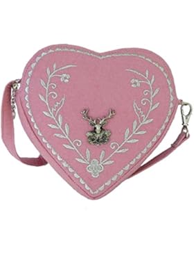 Damen Dirndl Handtasche Herz Umhängetasche - Herztasche florales Design mit Hirsch