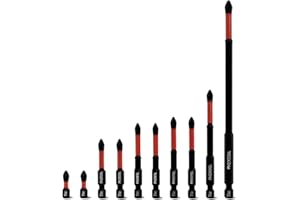 Meccion 10 sztuk profesjonalnych wkrętaków PH2 zestaw bitów 1/4 cala z łbem sześciokątnym Phillips (25 mm x 2, 50 mm x 2, 65 x 2, 70 mm x 2, 90 mm, 150 mm)