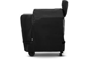 Unicook Heavy Duty Waterproof Wood Pellet Grill Cover, Full Length Gasgrill Cover, Fade and UV Resistant Material, Compatible with Traeger 22 Series Pellet Grill and More, Black