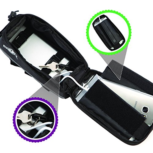 BTR Fahrradtasche mit Mobiltelefon-Halterung – Wasserabweisende Fahrrad-Rahmentasche. Handy Fahrradhalterung. Schwarz Fahrradrahmentaschen. Neue verbesserte Edition, für alle Fahrradtypen geeignet - 3