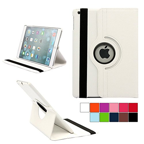 COOVY® Funda para Apple iPad Air I/iPad 5 (Model 2013) Smart 360º Grados ROTACIÓN Cover Case Protectora Soporte Auto Sueño/Estela | Color Blanco