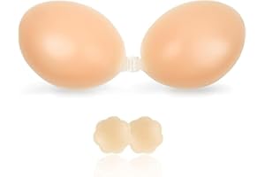 BTkviseQat Samoprzylepny biustonosz bez ramiączek, samoprzylepny biustonosz push-up, niewidoczny biustonosz samoprzylepny, wielokrotnego użytku, silikonowe podkładki samoprzylepne, biustonosz bez