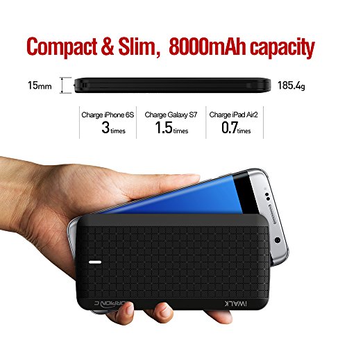 iWalk 8000mah avec USB Type-C Et Micro USB C  bles Quick Charge 3 0 Batterie Externe Chargeur Slim Portable Compacte Int  gr  e Power Bank pour Samsun