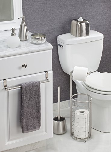 mDesign Toilettenbürste mit WC Bürstenhalter – hochwertige WC Bürstengarnitur aus gebürstetem Edelstahl – Set mit Klobürste und Halterung - 6