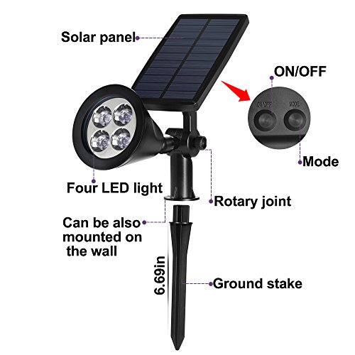 Gartenleuchte Solarleuchte 200 LM Strahler mit 3 Modus wetterbeständige Solar lampe Wegelampe Außenbeleuchtung für Garten, Balkon usw. - 3