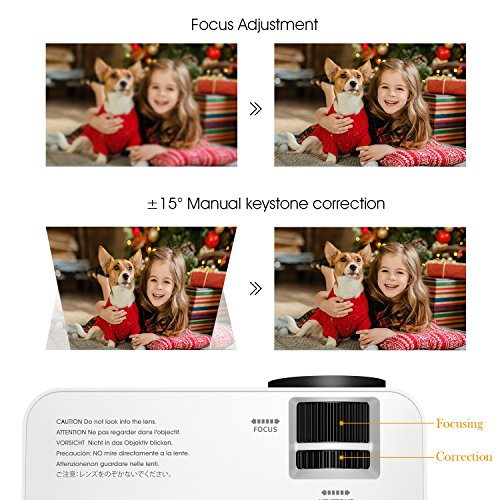 DBPOWER T20 Videoproiettore Portatile Full HD 1080P, Con Cavo HDMI Gratuito USB/SD/VGA/AV - Bianco