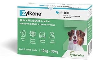 VETOQUINOL Zylkene Mangime Complementare | Cani 10-30 kg | Rilassante per situazioni di disagio |, 100 capsule da 225 mg