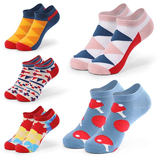 Ueither Calcetines Estampados Hombre Casuales Divertidos Calcetines Corto de Colores con Algodón Fino (39-46, Color 1)