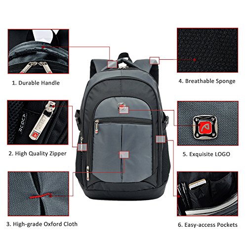 Laptop Rucksack, P.K.U.VDSL 15″ Laptop Backpack, 15 Zoll Notebook Backpack, Computer Rucksack Multifunktionsrucksack Wasserdicht Damen Herren Campus Rucksäcke mit mehreren Fächern für Schule Business - 7