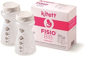 Bouteilles Conservation Lait Maternel KITETT FISIO BIB 2 - Pots Conservation Lait Maternel Préservant les Nutriments Essentiels - Pots Conservation Lait avec Marque des Mesures tous les 5ml - 100ml