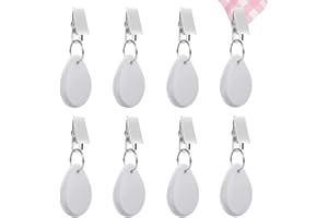 Wuzdy 8 Stück Tischdeckenbeschwerer Marmor, Tischdeckenbeschwerer Set, Tischdeckenbeschwerer Stein, Tischdecken Gewichte, Weiß Oval, Für Familie Party, Camping Picknick, Party, Garten Tischplatten