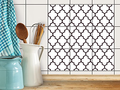 Fliesen-Sticker | Design-Fliesenaufkleber Badezimmerfliesen Dekofolie Badezimmergestaltung | 15×15 cm Muster Ornament Retro Pattern – Dunkelrot – 9 Stück - 2