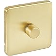 Schneider Electric Lisse Screwless Deco - Single Universal 2 Way Dimmer Light Switch, 400W/VA, GGBL6012CSBS, Satin Brass