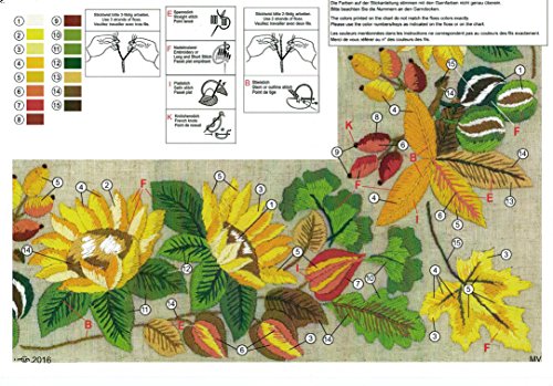 Bezaubernde Stickpackung “ WALDZAUBER “ – Stickdecke 80 cm x 80 cm – Spannstich Stielstich Plattstich und Nadelmalerei vorgezeichnet – Stickgarn und Stickdecke aus 100 % Baumwolle – fertig gesäumt mit eingewebtem Zierrand – qualitativ hochwertig – zum Sofort-Loslegen – Mitteldecke 80 cm x 80 cm – zum Selbersticken – aus dem KAMACA-SHOP – Herbst Winter - 2