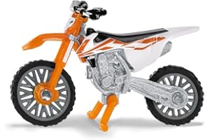 siku 1391, Moto KTM SX-F 450, Métal/plastique, Orange/Blanc, Béquille pliable, Essieu avant orientable
