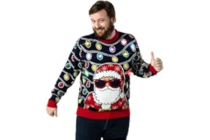 OFF THE RACK Unisex Men's Christmas LED Jumper Light Up Funny Santa Rudolph Llama Reindeer Xmas Tree Women's Sweaters