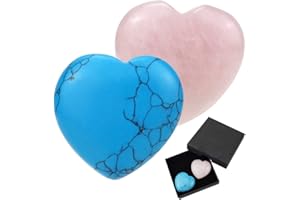 KingYH 2 Pietra Naturale a Forma di Cuore Chakra Curativo Gemma Preziosa 3cm Pietre di Quarzo Rosa Quarzi Cristallo Naturale Amore a Forma per Yoga Meditazione Spa Reiki