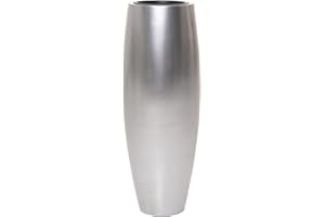 ‎VIVANNO VIVANNO Pflanzkübel Bodenvase Fiberglas Magnum Silber Metallic Hochglanz - 80x23
