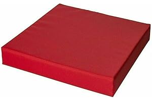 GOLDSTAR SHOP Goldstar 4cm Thick Waterproof Seat Pad Garden Rattan Furniture Water Resistant Outdoor Indoor Foam Filled Cushion With Removable Fabric Zipper Cover (43 x 48cm / 17" x 19", Red)