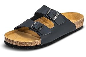 VITAFORM® Pantoletten für Herren I breiter Schuh I Sommer Sandalen mit Kork-Fußbett I Hausschuhe mit Riemen I Arbeitsschuhe für Pflegepersonal und Pflege I gelenkschonende und dämpfende Schuhe