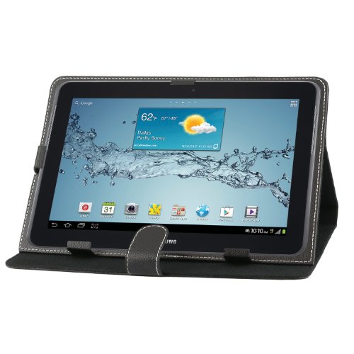iProtect Kunstleder Tasche für SAMSUNG TABLET Schutz Hülle Case mit Stylus PEN für GALAXY TAB 2 10,1 Zoll schwarz - 2