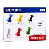 Mimaks HC-18 Renkli Harita &Ccedil;ivisi Push Pin | Plastik Başlık, &Ccedil;elik İğne, 6 Farklı Renk Se&ccedil;eneği, Mantar Pano i&ccedil;in İdeal, Kola