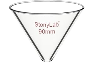 stonylab Entonnoir en Verre, Entonnoir Sans Tige en Verre Borosilicaté Épaissi avec un Diamètre Intérieur de 90 mm pour Utilisation en Laboratoire
