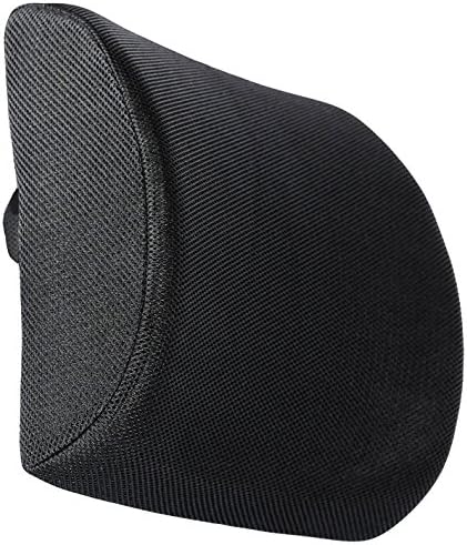 Memory Foam Lumbar Support Pillow - Travel Back Cushion Portable with 3D Mesh Cover - Black Ergonomic Seat Pad, Office Chair Soft Rest - Lower Brace Pain Relief Massage, Orthopedic Protector - ERGOGO