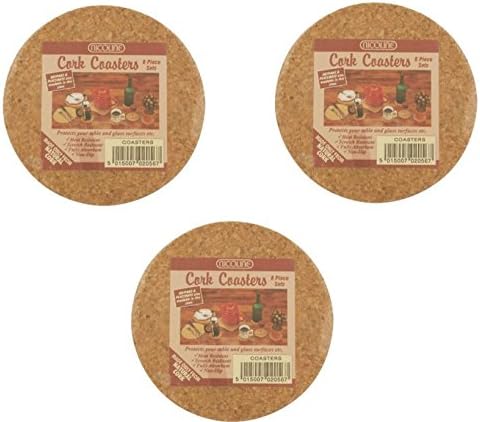 18 x Nicoline Natural Cork Round Tea Coffee Coasters Mats