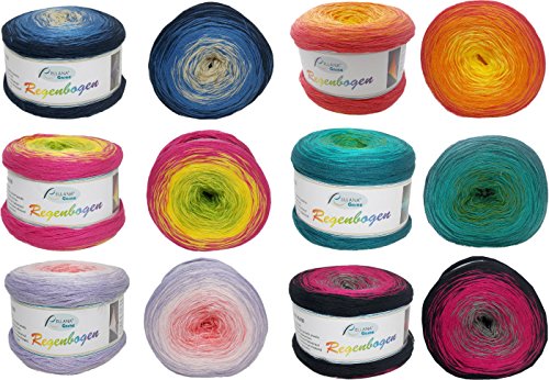 Rellana Regenbogen Bobbel – 200 g Farbverlaufswolle ideal für Tücher 13 petrol-türkis-grün - 3