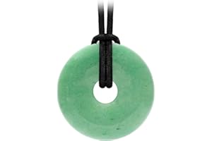 Kaltner Präsente Idea regalo – Collana in pelle per uomo e donna con ciondolo a ciambella in pietra preziosa avventurina verde (Ø 40 mm), Pelle Pelle avventurina