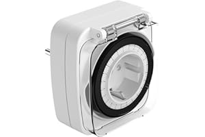 ANSMANN Outdoor Zeitschaltuhr AES7, mechanischer 24-Stunden-Timer wiederholt täglich die eingestellte Zeit, max. 16A / 3680W, ideal für deinen Rasen oder Beet im Garten, Hof, Balkon, Terrasse