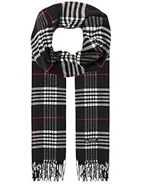 Ornella Venturi Firenze, señoras bufanda, viscosa cachemira, a cuadros negro, SC1178D