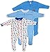Baby Grow Mini Berry Long Sleeve Cotton Sleep Suit Romper Set Of 3 ( Blue, 0-3 months) RS.549.00