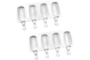 ALLGAYER Ice Lolly Moulds Silicone 2 x 4 Cavity Ice Lolly Makers with 100 Sticks, 2 Packs Food Grade BPA-Free Popsicle Mould, for Creating Ice Cream with Milk, Whipped Cream, Coconut Milk or Yogurt