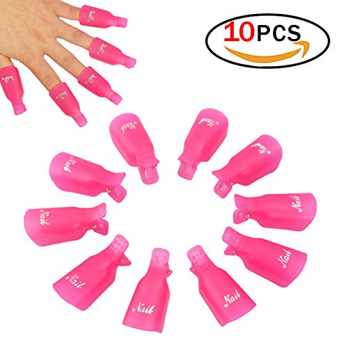 Preisvergleich Produktbild 10 PCS Kunststoff Acryl Nail Art Soak off Clip Cap UV Gel polnischen Remover Wrap Nail Werkzeug (Rosenrot)