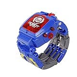 QINPIN Manueller Transformations-Roboter elektronische Uhr verformtes Roboter-Kinderspielzeug blau